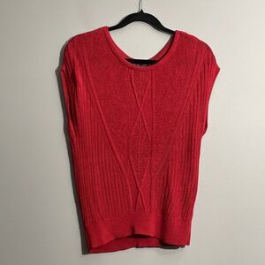 White House Black Market Red Open Knit Sweater Vest Women’s M – Sleeveless Layer